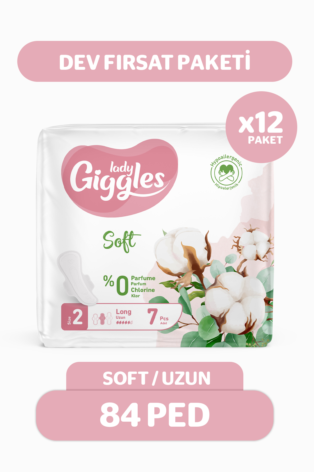 Giggles Lady Soft Hijyenik Ped Uzun Dev Fırsat Paketi 84 Adet